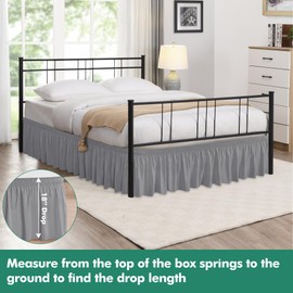 Biscaynebay Wrap Around Bed Skirts with Split Corners for Queen Beds 18" Drop, Silver Grey Adjustable Elastic Dust Ruffles Easy Fit Wrinkle Resistant Silky Luxurious Fabric Machine Washable