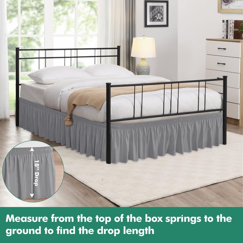 Biscaynebay Wrap Around Bed Skirts with Split Corners for Queen