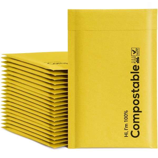 4x8 100% Biodegradable Bubble Mailers,25 Count #000 Compostable Padded Packaging