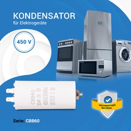 VIOKS Capacitor Motor Capacitor 35µF 450V Universal Capacitor CBB60 Starting Capacitor with 6.3 mm AMP Plugs and Mounting Screw M8 for Electric Home Appliances