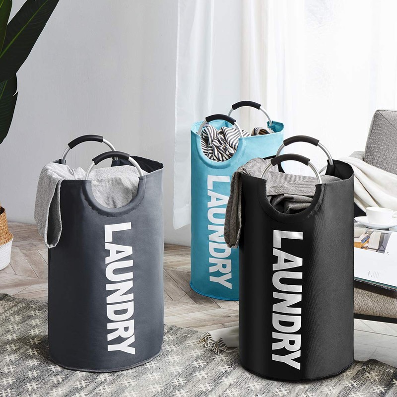 YOUDENOVA ランドリーバスケット 大容量82L せんたくかご 85％防水性 折りたたみ 撥水加工 耐荷重15KG 洗濯物入れ 取っ手付き
