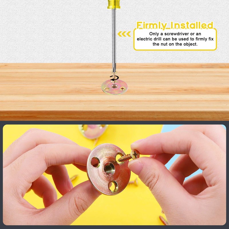 Mardatt 64Pcs M10 Brad Hole Tee Nut with Screws Set