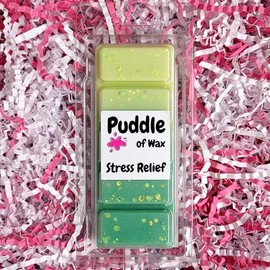Puddle of Wax - Stress Relief Soy Wax Melt Snap Bar - 50g - Calm & Relaxing Scent - Vegan Friendly - Made in the UK