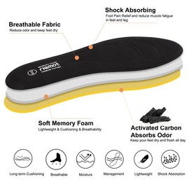 riemot 2 Pairs of Memory Foam Insoles for Men, Comfort Insoles, Soft Shoe Insoles for Trainers, Work Shoes, Boots for Sports, Leisure and Work, Black, EU 47