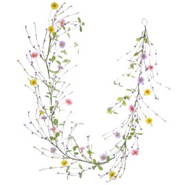 LLZLL Spring Daisy Garlands - 5FT/60IN Long, Multi Color, U-Shaped, Plastic & Polyester, Perfect for Spring/Summer/Easter Decor