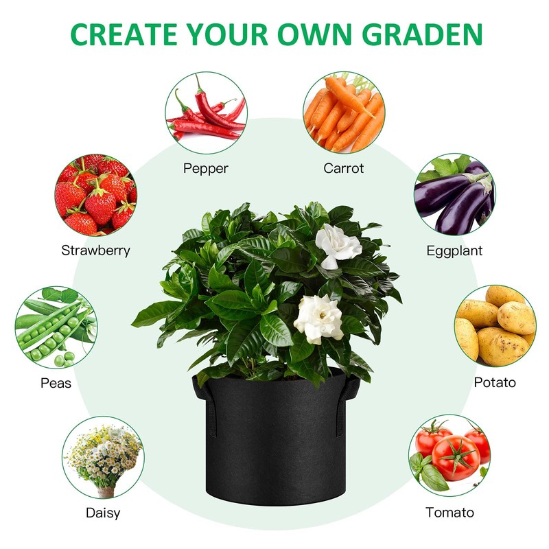 JNYONG JNYONG NYONG 12-Pack 25 Gallon Thickened Non-Woven Grow Bags,