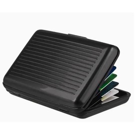 [E&K726] Aluminum Card Case, RFID Skimming, Anti-Magnetic, Lightweight Aluminum Credit Card, Black, Small
