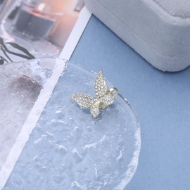 Enautoabs Sparkly Crystal Butterfly Ear Cuff Earring Rhinestone Butterfly Non Piercing Earring Cz Butterfly Clip On Earring Gold Crystal Cuff Wrap Earring Jewelry for Women(Left Ear)