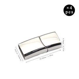 Sixfolo 4 Pcs Stainless Steel Magnetic Clasps,Rectangle Magnetic Jewelry Bracelet Clasps and Closure Converter Magnetic Clasps for DIY Leather Bracelets Jewelry Making(Silver, 8mm)