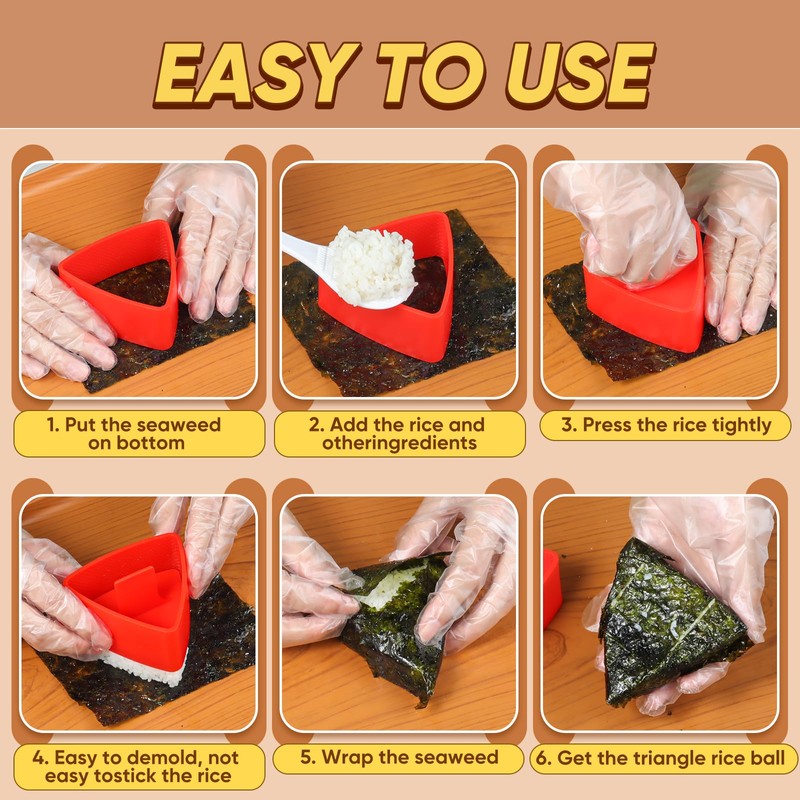 Onigiri Mold, Musubi Press, 4 Pack Triangle Onigiri Rice Ball
