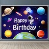 Space Backdrop Astronaut Rocket Planet Happy Birthday Banner Backdrop Outer