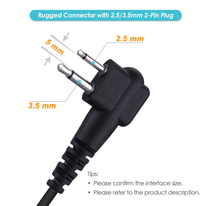 COMMIXC Walkie Talkie Earpiece, 2.5mm/3.5mm 2-Pin Covert Air Acoustic Tube