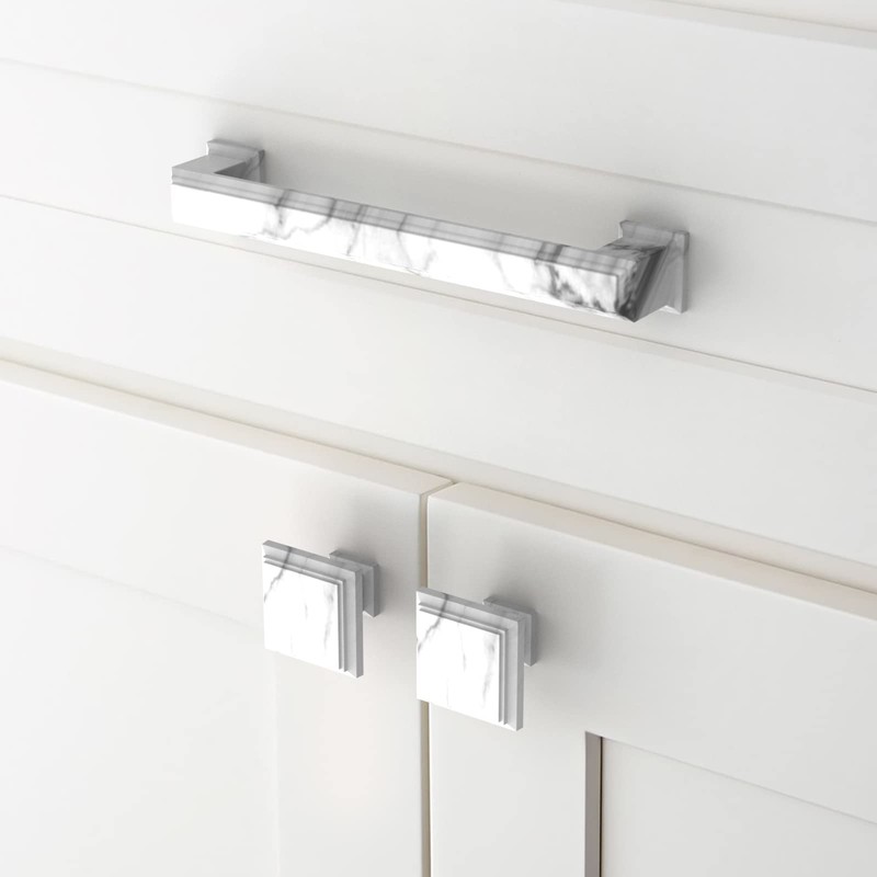 9BUILD 10 Pack 11.3 inch Cabinet Handles White Marble Cabinet