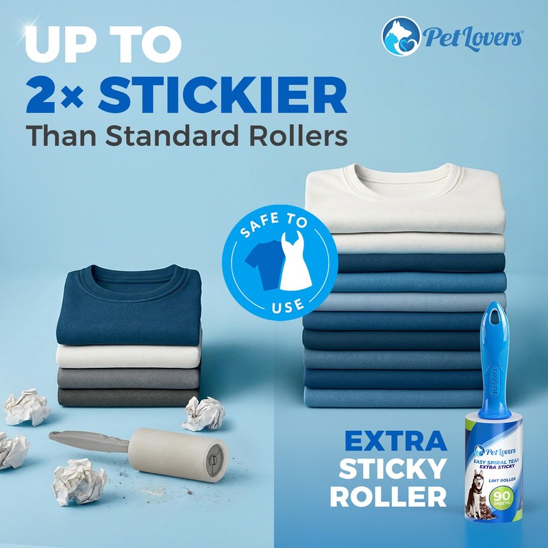 PetLovers Extra Sticky Lint Roller Value Set 270 Sheets for