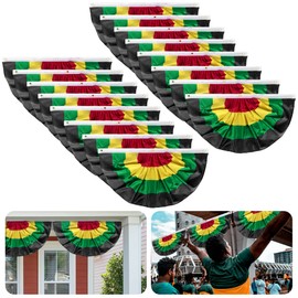 16Pcs Juneteenth Bunting Fan Flag-3 x1.5 Ft June 19th Pleated Bunting Banner- Africa America Half Fan Banner Decoration for Black History Month Freedom Memorial Day