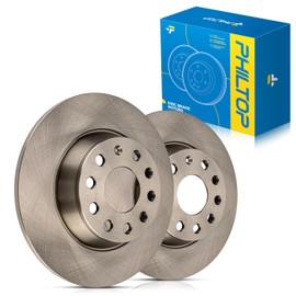 PHILTOP 11.25 inch（285.8 mm） Rear Solid Disc Brake Rotors Compatible with Volkswagen Eos 2007-2008, 2-PC Set replace # 34399