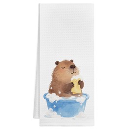 VIIJJUE Capybara Decorative Hand Towels for Bathroom, Capybara Bathroom Decor, Funny Bathtub Capybaras Animal Hand Towels for Kids Bath Room Decor, 16x24 Inch