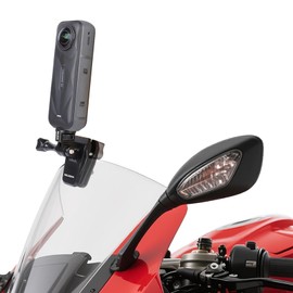 PellKing Motorcycle Windshield Aluminum Alloy Clip+16.5cm Extension Arm+Aluminium Alloy 1/4” Screw Adapter for X5/X4/X3/X2/X,Compatible for GoPro Hero 13,12,11,10,9,8,7,6,5