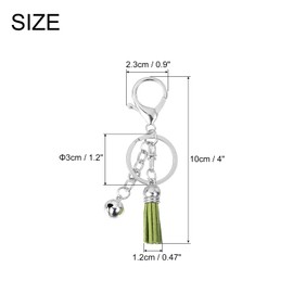 sourcing map 5Pcs Tassel Keychain, 4" Tassel Pendant Key Chain Rings with Bell for Key Wallet Handbags Pendant Accessories, Fruit Green