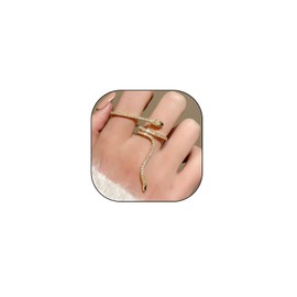liveliwithmin Dainty Crystal Snake Open Ring for Women CZ Snake Ring Gold/Silver Cubic Zirconia Adjustable Copper Ring for Her Lover Animal Snake Index Finger Ring (gold)