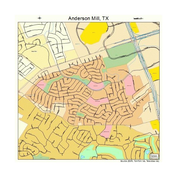 Large Street & Road Map of Anderson Mill, Texas TX