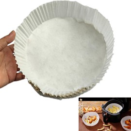 Syiyunran Hot Air Fryer Accessories Airfryer Baking Paper - Pack of 100 20 cm Orbicular for Air Fryer Baking Paper Non-Stick Waterproof Oilproof Disposable Air Fryer Paper Parchment Paper