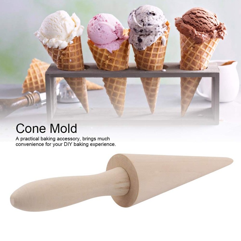 Waffle Cone Roller,Ice Cream Cone Mould,Waffle Cone Maker,Wooden Cone Mold