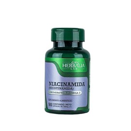 Niacinamida - Resveratrol - Omega 3 - Nicotinamida en Cápsulas - Beneficios para la Piel - Apoyo Antioxidante - Regeneración Celular - Suplemento Nutricional - 90 Cápsulas 700mg - Herbalia Lab