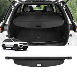 Autorder Cargo Cover for 2022 2023 2024 Jeep Grand Cherokee(2 Row;WL) Accessories Upgraded Trunk Cover Carbon Fiber Retractable Security Shield Shade Cover