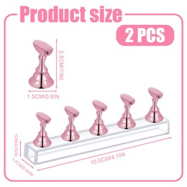 HAMKU Nail Stand, Acrylic Nail Stand Nail Practice Stand Magnetic Nail Tips Holder Nail Pressure Nail Stand Nail Tip Manicure Tool Nails Tips Holder for Nail Tips, Pack of 2, bronze