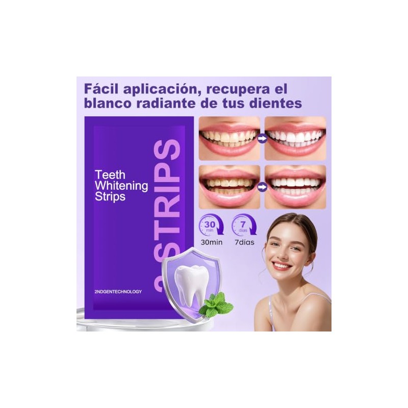 Tiras Blanqueadoras Dentales Moradas Cajas Piezas Totales Eficaz Eliminador Manchas
