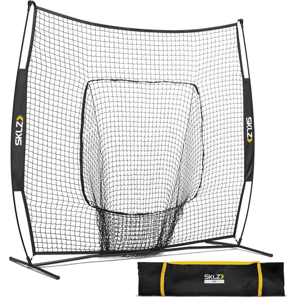 SKLZ Portable Baseball and Softball Hitting Net with Vault, 7 x 7 feet