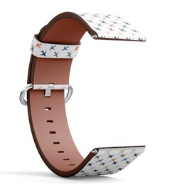 THAZEE Compatible with Ticwatch Pro 3 Ultra GPS/Pro 3 GPS/Pro 4G LTE / E2 / S2, 22mm Replacement Leather Watch Band (Retro Kids Airplanes) Smartwatch Strap Bracelet