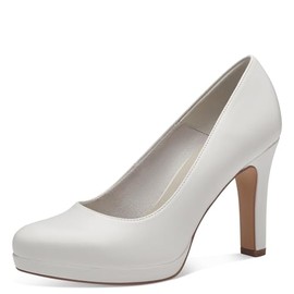 Tamaris Women's Block Heel Court Shoes, Matte white