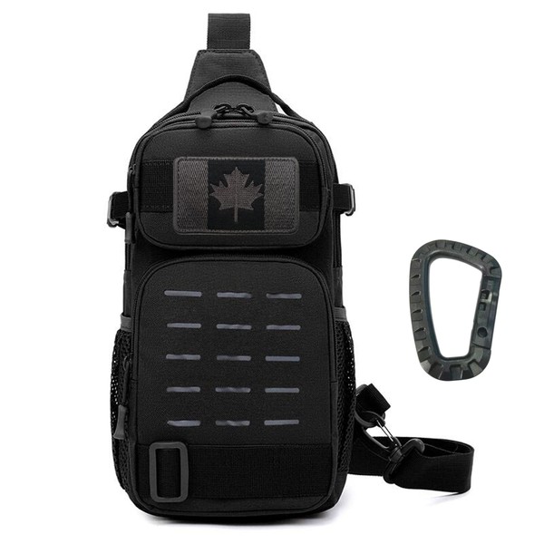 Ousawig Tactical Sling Bag Molle Sling Backpack Chest Shoulder Bag for Men Hiking Camping Trekking (black)