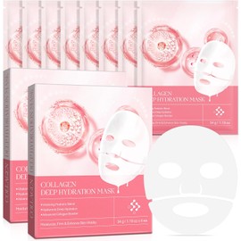 Collagen Overnight Face Masks, Bio Collagen Real Deep Mask, Collagen Night Wrapping Mask, Anti Wrinkle Lifting for Skin Care (8 PCS)