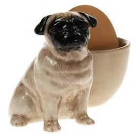 Quail Ceramics - Pug with Egg Cup - Fawn