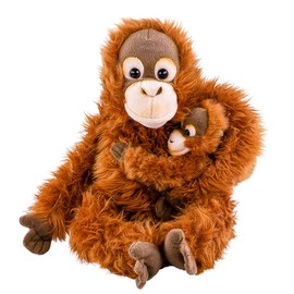 Teddys Rothenburg Uni-Toys Orang Utan Monkey with Baby 28 cm Sitting Plush Toy