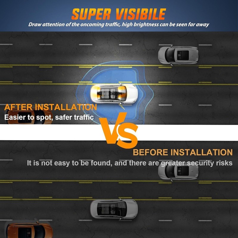 Nilight 144 LED Strobe Traffic Advisor Light Bar Amber White