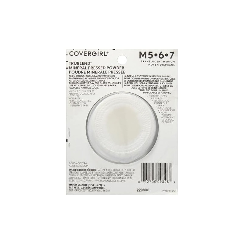 Covergirl Trublend Pressed Powder, 004 Translucent Medium , 0.39 Ounce