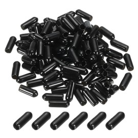 PATIKIL 4MM Vinyl Rubber End Caps, 150 Pack Flexible Bolt Screw Covers, Black