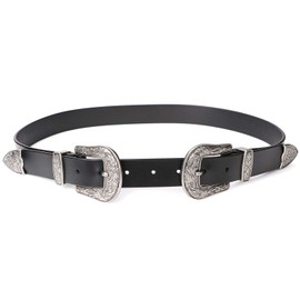 JASGOOD Women Leather Belts Ladies Vintage Western Design Black Waist Belt for Pants Jeans Dresses, Suit for Waist Size 31-35 Inches/pants size 32-37 Inches 01-Black-Only for High Waist