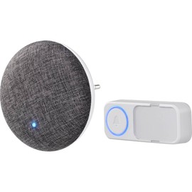 sygonix SY-4671640 Wireless Bell Complete Set with Name Plate, Self-Playable, White, Grey