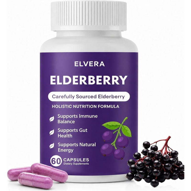 Elderberry - EIvera Gut Support Complex, 1200mg Elderberry Extract Capsules,