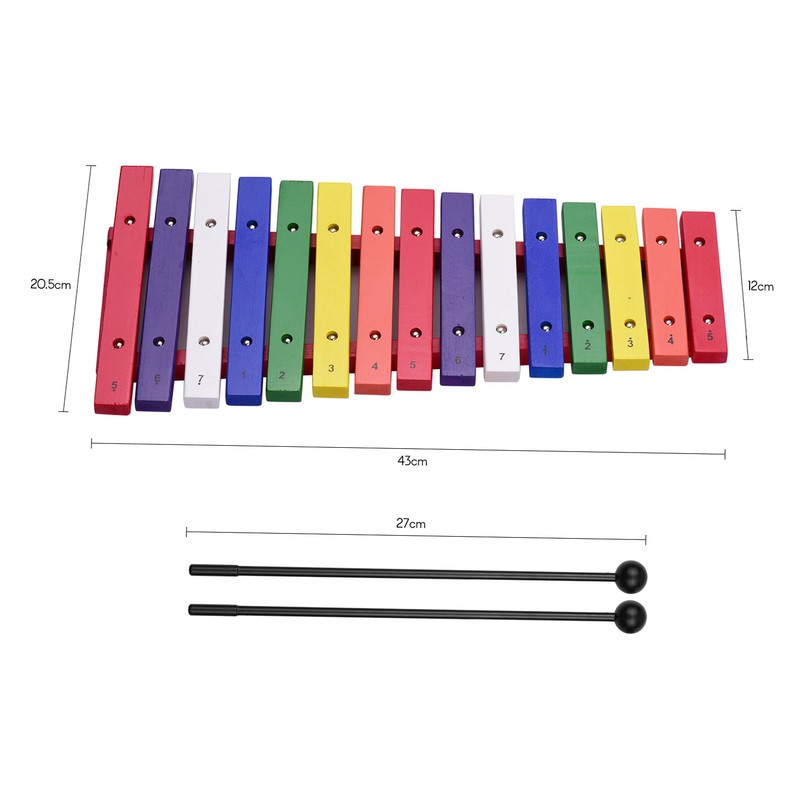 15 Keys Xylophone Colorful Musical Percussion Instrument Early Education Instrument