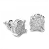 Iced Bling Silver Plated 3D Round Screw Back Stud Earrings