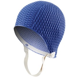Sporti Bubble Swim Cap with Chin Strap (Navy)