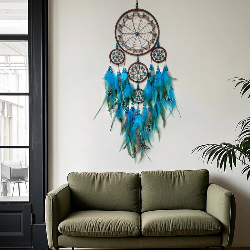 Donko Blue Large Dream Catcher with Wooden Bead