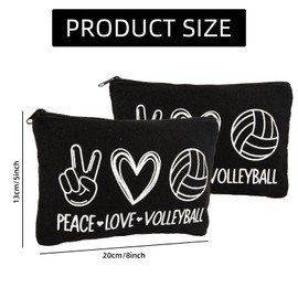 12 Pcs Volleyball Pouch Makeup Bag Love Pattern Volleyball Cosmetic Bag Travel Storage Bags Zippers Portable Storage Case Organizer Toiletry Bag Accessories Gifts for Players Teams Women (Black),