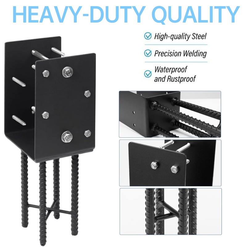 [Pack of 2] 6"x6" Heavy Duty Post Base for Concrete